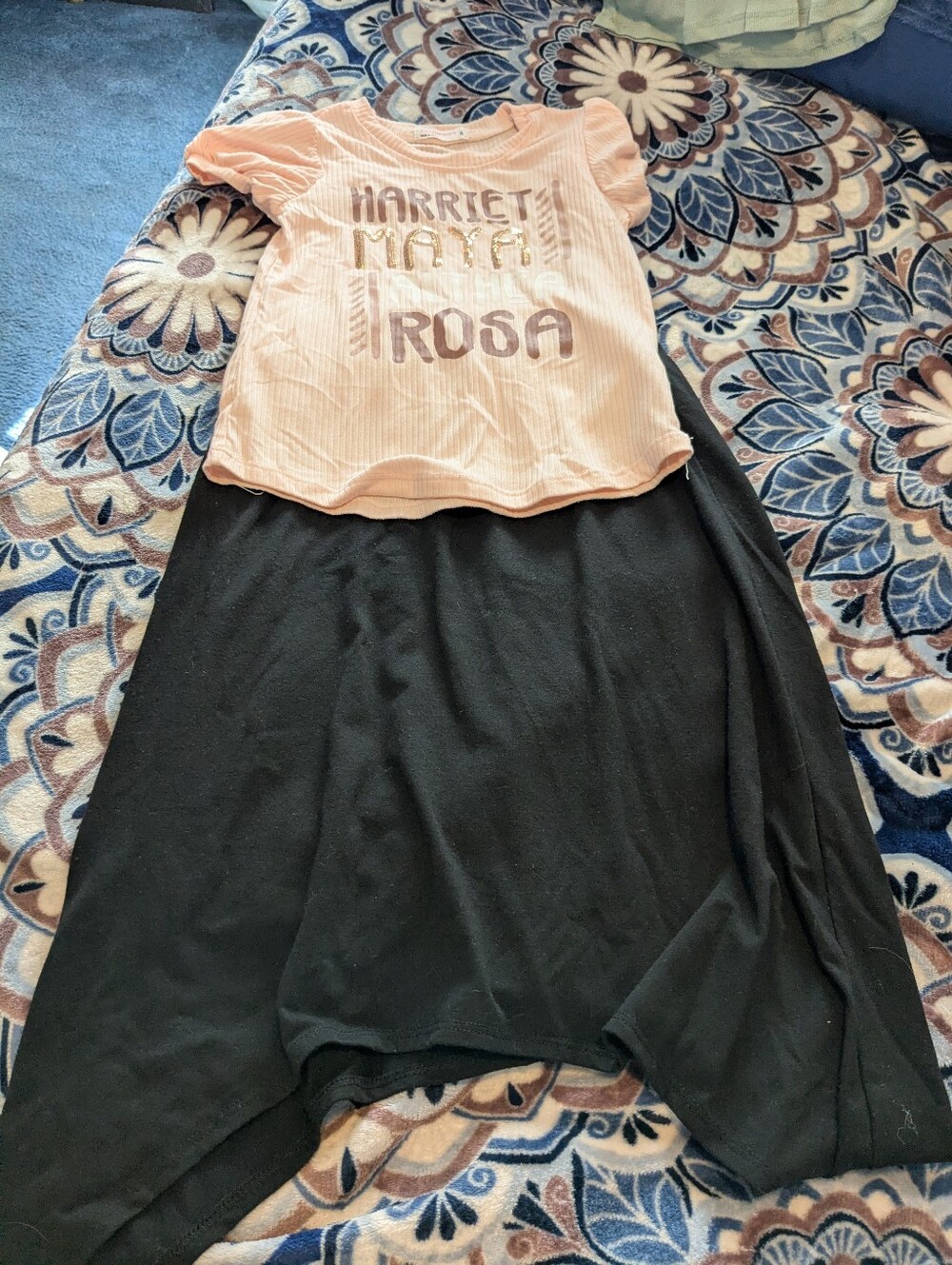 Black Maxi Skirt - Casual Flowing A-Line Plus Pink Heros Tee Shirt